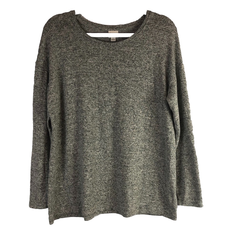 A New Day Womens Large Sweater Crewneck Grey Gray Lightweight Pullover Basic Top